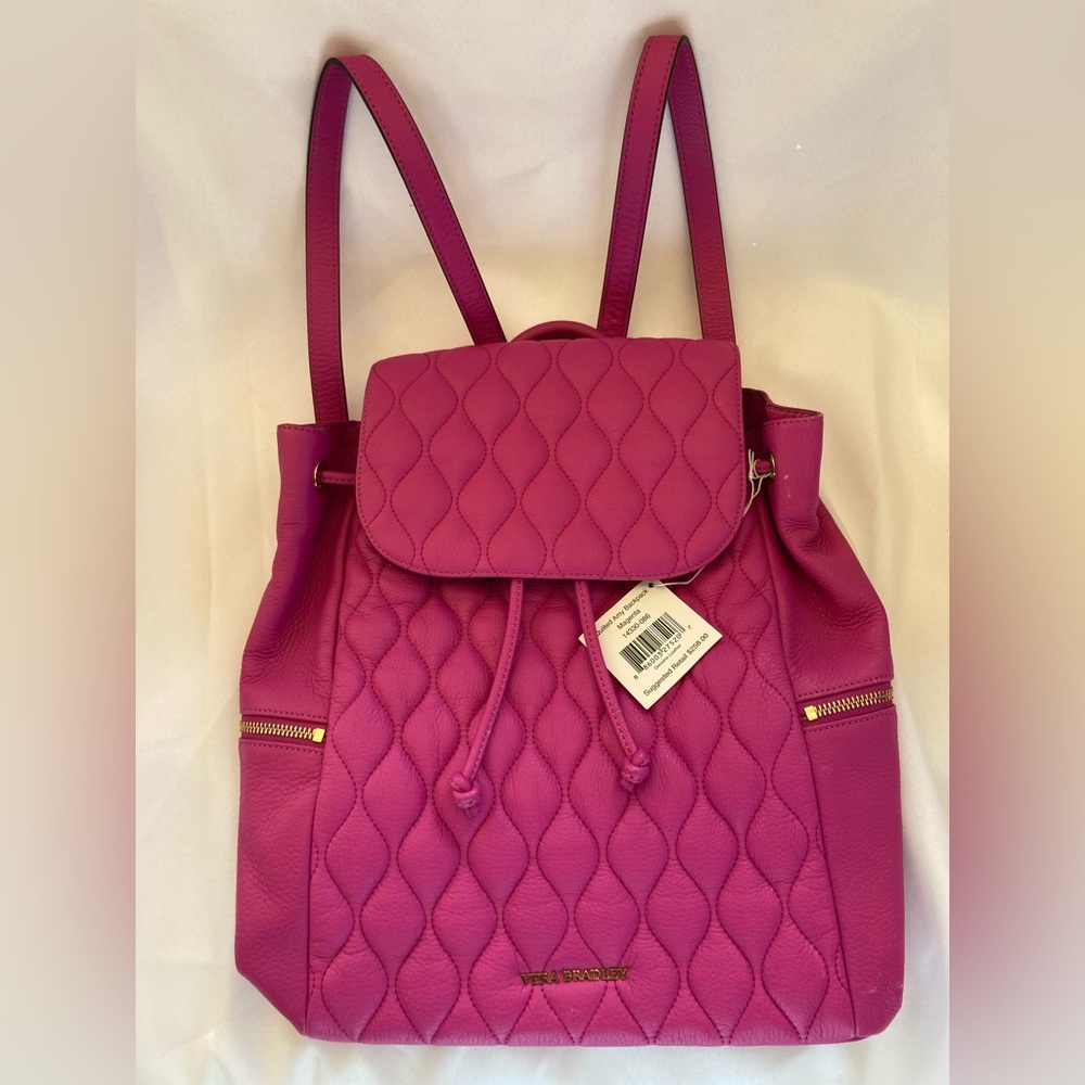 Vera Bradley Magenta Quilted Amy Backpack. Genuine Leather. Lightly used.